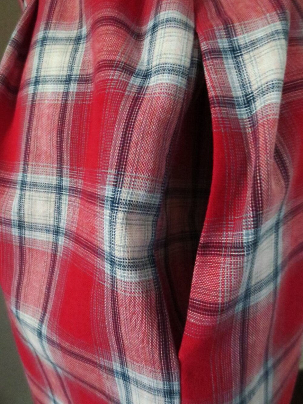 Classic Americana Red & White Plaid Button Front Short Sleeve Shirt Dress - Picture 7 of 15